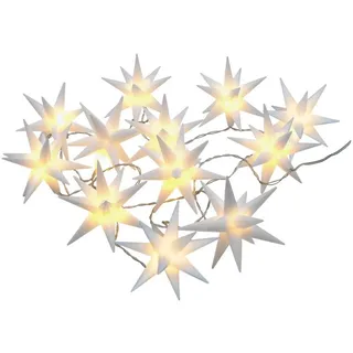 Spetebo 3D Sternen Lichterkette weiß mit 12 LED - 260 cm - Garten Balkon Terrasse Deko Weihnachten Advent innen außen