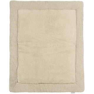 Meyco Laufgittereinlage Waffel Teddy, Baby Laufstall Einlage (Krabbelmatte für Babys, Spielmatte für Laufstall, 100% Baumwolle, 80 x 100 cm), Sand