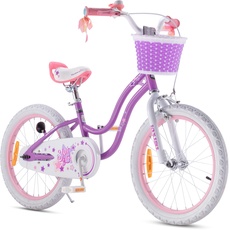 RoyalBaby Stargirl Kinderfahrrad Mädchen Fahrrad Hand- und Rücktrittbremse 16 Zoll ab Jahre Kinder Fahrrad Lilac