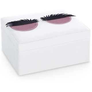 AmeliaHome Schmuckkasten Aufbewahrungsbox Schmuckschatulle Organizer 14x9 cm Wimpern Muster Lashes Weiß Rosa