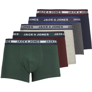 JACK & JONES Boxershorts gestreift Dark Grey Melange / Sea Moss / Port Royal / Navy Blazer / Light Grey Melange XL 5er Pack