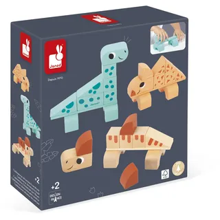 Janod - Bauspiel Cubikosaurus Dinosaurier - 3 Dinos zum Bauen - Lernspiel zum Stapeln - Spielzeug aus FSC-Holz - Ab 24 Monate, J05833