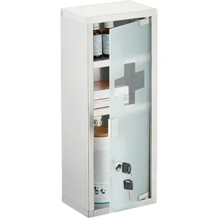 Relaxdays Medizinschrank Edelstahl, HBT 45x18x12cm, Silber