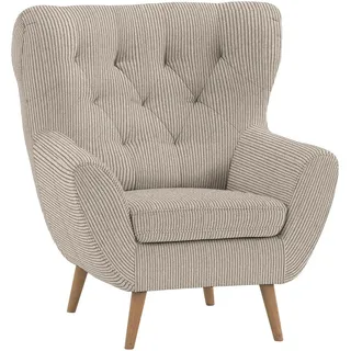 Stylife Ohrensessel , Beige , Textil , Eiche , massiv , Uni , 87x101x95 cm , Fußauswahl, Stoffauswahl, erweiterbar (Typenauswahl) , Wohnzimmer, Sessel, Ohrensessel