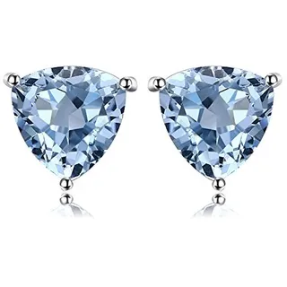 JewelryPalace Triangelschliff 1.9ct Natur Himmel Blau Topaz Birthstone Ohrstecker Silber 925 Damen, Schmuck Set, Ohrringe Silber Edelstein Mädchen, Ohrstecker Silber Klein mit Stein Frauen Geschenk