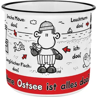 Sheepworld Tasse mit Spruch Ohne Ostsee ist alles doof | Kaffeetasse, New Bone Porzellan, 35 cl | Geschenk Freunde, lustiges Geschenk | 61558