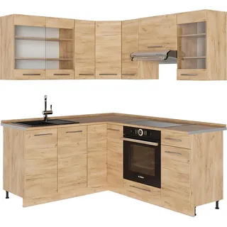 Vicco Eckküche Fame-Line, 190 x 46 cm ohne Arbeitsplatte, Goldkraft Eiche/Goldkraft Eiche