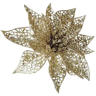 Weihnachten Weihnachtsstern auf Klemme Gold Glitter Dekoration 22cm
