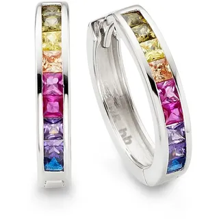 Bruno Banani Creolen Schmuck Geschenk Silber 925 Regenbogen mit Zirkonia 18 mm