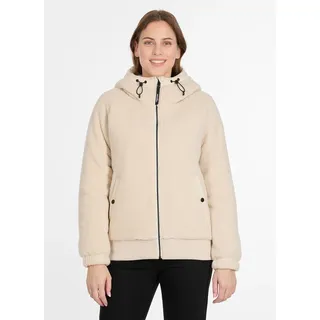 Fleecejacke RAGWEAR "COUSY SHORT", Damen, Gr. S, beige (ecru), Plüsch, Obermaterial: 100% Polyester, unifarben, figurumspielend hüftlang, Rundhals, Rippbündchen, Jacken Fleecejacke, hüftlange Länge, mit Reißverschluss, figurumspielende Passform