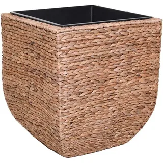 VIVANNO Pflanzkübel Asia 50 Wasserhyazinthe - Natur Pflanzgefäß 45x45 cm | Nachhaltiger Blumentopf mit PE-Einsatz, handgeflochtener Pflanzentopf für Zimmerpflanzen, runder Kübel im Asia-Stil.