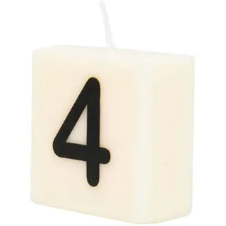 PD-Party 7040004 Geburtstag dekorative Wachs Nummer Kerze | Wax Candle - 4, Cremefarben/Schwarz, 4cm Länge x 4cm Breite x 2cm Höhe