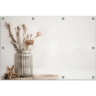 Wallario Outdoor-Poster für Garten oder Balkon, Motiv Trockenblumen im Glas, in ca. 80 x 120 cm - Orange