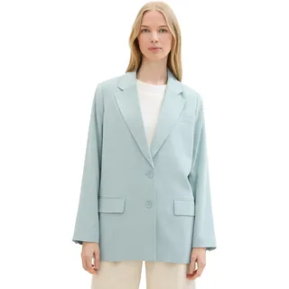 Longblazer TOM TAILOR, Damen, Gr. 34, blau (dusty mint blau), Obermaterial: 92% Viskose, 8% Polyester. Futter: 100% Polyester, regular fit lang, tiefer V-Ausschnitt, mit Knöpfen, Blazer Longblazer, mit Pattentaschen