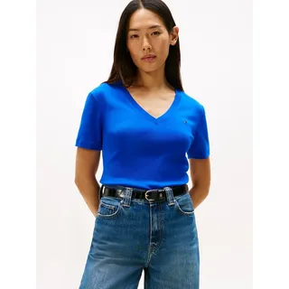 Tommy Hilfiger T-Shirt »SLIM CODY V-NK SS mit V-Ausschnitt und Streifen« Baumwolle, slim fit, blau