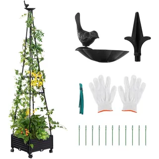 Costway Rankhilfe Schwarz , Kunststoff , 41x206x41 cm , Dekoration, Gartendeko