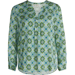 Cartoon Blusenshirt mit Muster Blau/Grün 46