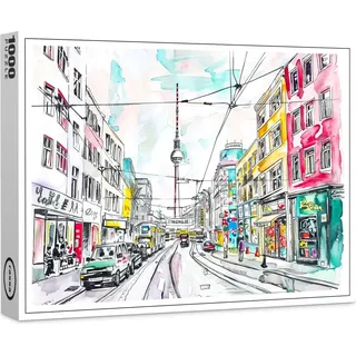raxxa Premium-Puzzle "Watercolor Berlin Mitte TV Tower", 1000 Teile
