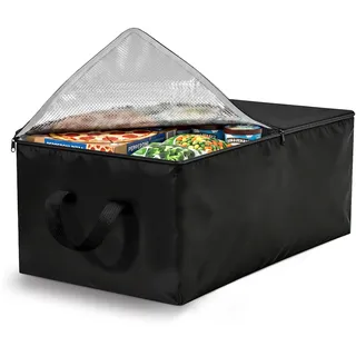 achilles Große Kühltasche, Thermotasche, Faltbare Kühlbox, Liefertasche zum warmhalten von Essen, Tasche mit Kühlfunktion, 57x37x25cm (Schwarz)