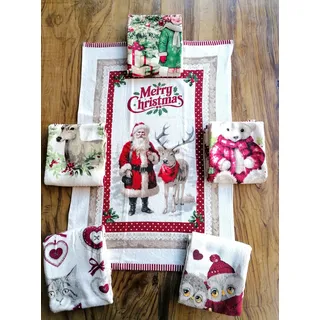 Neuheit!!!! Geschirrtücher aus 100% Baumwollfrottee-Design GNOMI Elfen Herzen und Frohe Weihnachten 6 Stück Maße 50 x 70 cm. mit Schlaufe einfach zu hängen!!!!