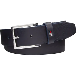 Ledergürtel TOMMY HILFIGER "Oliver", Herren, Gr. 100, blau (space blau), Leder, unifarben, Gürtel Ledergürtel, mit Kontrast-Schnalle und Logoschlaufe