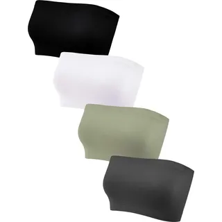 Geyoga 4 Stück Trägerlos Ungepolstert Bandeau Tube Top BH (Lebendige Farben, XL)