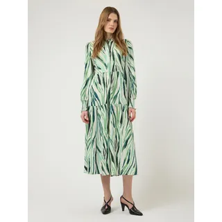 Druckkleid Y.A.S "YASASINA LS LONG SHIRT DRESS S. NOOS", Damen, Gr. 38, N-Gr, pristine aop:zelly, Web, Obermaterial: 100% Viskose, bedruckt, lang, hoch geschlossener Ausschnitt, Kleider Druckkleid, Sommerkleid
