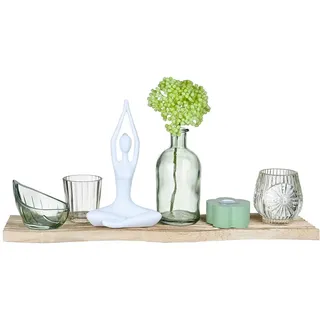 Ambia Home Dekovase , Multicolor , Holz, Kunststoff, Glas, Holzwerkstoff , Paulownia , massiv , Abstraktes , rechteckig , 12.5x19.5x50 cm , zum Stellen, auch für frische Blumen geeignet , Dekoration, Vasen, Glasvasen