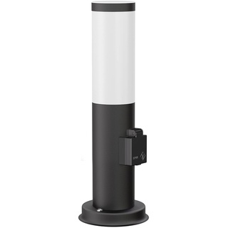 ledscom.de Wegelicht/Pollerleuchte/Gartenleuchte PORU für außen, IP44, 39 cm, schwarz, 1x E27 max. 40W, Steckdose, Außen, E27, Säule, Orientierungslicht, Outdoor, Boden, Strom, Steckdose