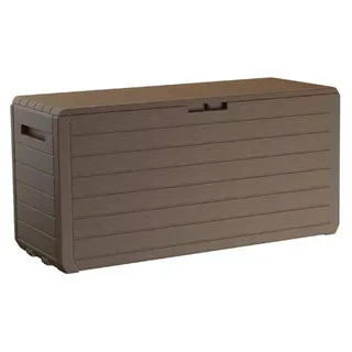 Keter Gartenbox Atlas, Braun Holzoptik, 270 Liter Volumen, 117x45x57 cm für Garten und Terrasse - Braun