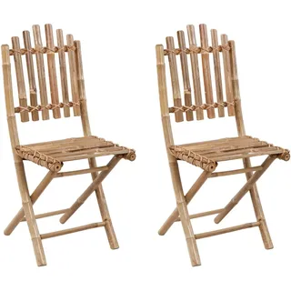 vidaXL Klappbare Gartenstühle 2 Stk. mit Kissen Bambus - Grau