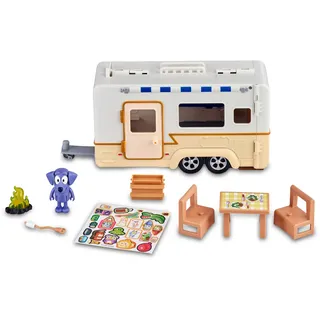 Bluey Campervan Wohnmobil-Spielzeug, 1 bewegliche Figur der Serie, 6 Campingzubehör und dekorative Aufkleber, für Jungen und Mädchen ab 3 Jahren, Berühmte (BLY50000)