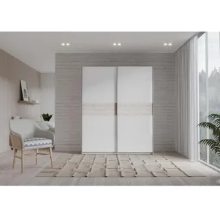 Forte Schwebetürenschrank Rondino 170 x 210 x 61 cm Beige/Weiß