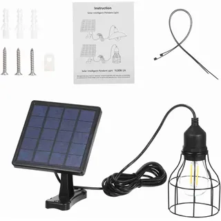 Kavolet Solar Hängelampe, Solarlampen für Außen, Solar Pendelleuchte, Lampe mit solarpanel, E27 Licht Sensor, IP65 Wasserbeständigkeit für Garten Hof Terrasse Balkon Camping Hühnerstall Gewächshaus