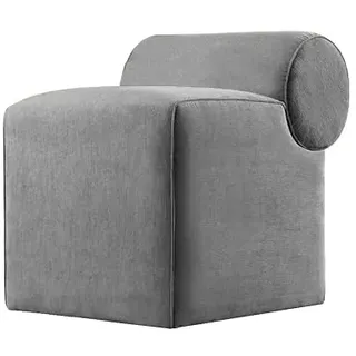 Atelier Del Sofa Stilvoller Grauer Pouf, 100% Baumwolle, 35 dpt orthopädischer Schaumstoff, 6 cm dick, PVC-beschichtete, verdeckte Beine | 45 x 56 x 60 cm, perfekt für Komfort und Stil