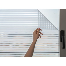 Bild MARAPON® Fensterfolie mit Streifenmuster [118x200 cm] inkl. eBook mit Profitipps - Sichtschutzfolie Fenster mit statischer Haftung - Milchglasfolie - Fensterbilder selbsthaftend Blickdicht