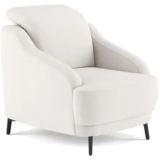 Cavadore Sessel Blue/Polstersessel im modernen Design inklusiv Kopfteilverstellung und mattschwarzen Metallfüßen / 87 x 93 x 104 / Flachgewebe, Weiß