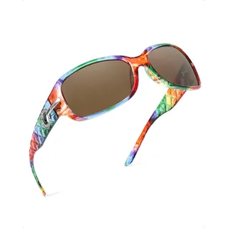 LVIOE Sonnenbrille Damen Polarisiert Vintage Groß Wraparound-Design Blendschutz mit UV400 Schutz