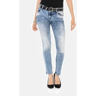 Slim-fit-Jeans CIPO & BAXX "Cipo & Baxx Jeans", Damen, Gr. W28/L32, Länge 32, blau (iceblau), Obermaterial: 98% Baumwolle CO. 2% Elasthan EL., uni, slim fit, Jeans Slim-fit-Jeans, Im 5-Pocket-Style, WD459