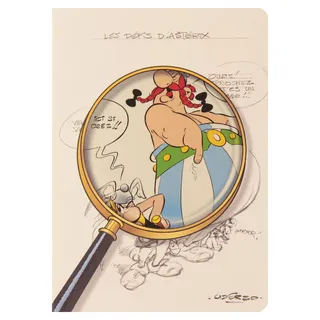 Clairefontaine 813025C - Notizbuch Asterix 4, mit Fadenbindung DIN A5, 32 Blatt liniert, Motiv skizziert mit Lupe, 1 Stück