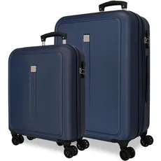 Roll Road Kambodscha Kofferset, Blau, 55/68 cm, starr, ABS, seitlicher Kombinationsverschluss, 93 l, 6,4 kg, 4 Doppelräder, Gepäck, Hand, blau, Koffer Set