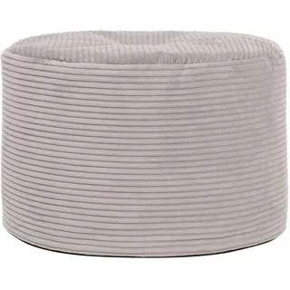 I.C.O.N. Icon Milano Hocker, Grau, Flauschiger Cord Stoff, Sitzsack Cord, Sitzpuff Hocker mit Füllung, Fußhocker für das Wohnzimmer, Deko Wohnzimmer