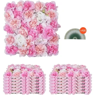 Vevor Künstliche Hecke, 12er-Pack, 380 x 380 x 65 mm, künstliche Pflanzenwand, für Hochzeit, Valentinstag, Zuhause, Babyparty, Hintergrunddekora... - Rosa