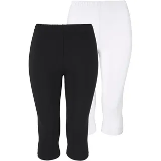 Leggings BOYSEN'S, Damen, Gr. 44, N-Gr, schwarz-weiß (weiß, schwarz), Jersey, Obermaterial: 95% Baumwolle, 5% Elasthan, unifarben, Basic, schmal 3/4-Länge, Hosen Leggings, in Capri-Länge, Topseller