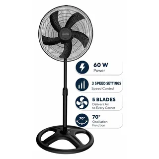 Opviq, Kumtel KTF-345, Standventilator, Schwarz,100% ABS, 50 x 50 x 132 cm