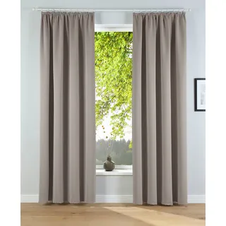 Verdunkelungsvorhang OTTO HOME "Solana, Gardinen mit Kräuselband, verdunkelnd, 2er Set, Topseller" Gr. 1, beige (sand), B:140cm H:145cm, Polyester, Gardinen, Verdunkelungsvorhang, 2er-Set Verdunklungsvorhang mit Thermofunktion, Bestseller, einfarbig, Topseller