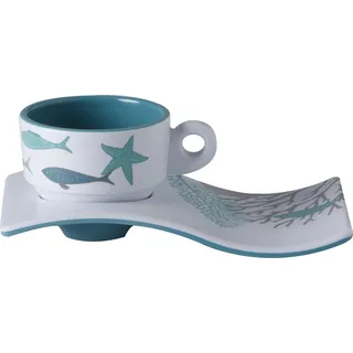 Espressotasse mit Welle Untersetzer, Melamin, Coastal - Serie einzeln - Marine