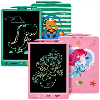 DYNASONIC (Pack 2 DYNA-PM) Farb-LCD-Schreibtablett, 10 Zoll für Kinder, Magnettafel zum Zeichnen, Lernspielzeug, Geschenk für Kinder, Whiteboard
