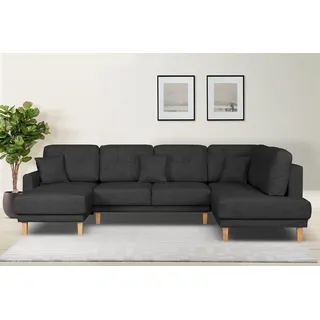 Home Affaire »TRIPLO U-Form wahlweise mit Schlaffunktion, B/T/H: 310/192/90 cm« Schlafsofa, auch mit Bettkasten, Steppung im Rückenkissen,