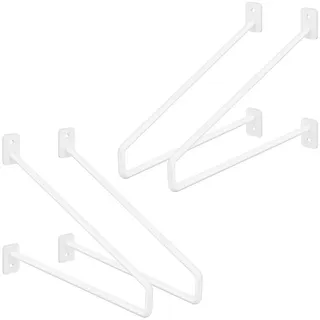 ML-Design 4 Stück Regalhalterung 265 mm, Weiß, aus Stahl, Haarnadel Schwebe Regalwinkel, Hairpin Wandhalterung, Regalträger für